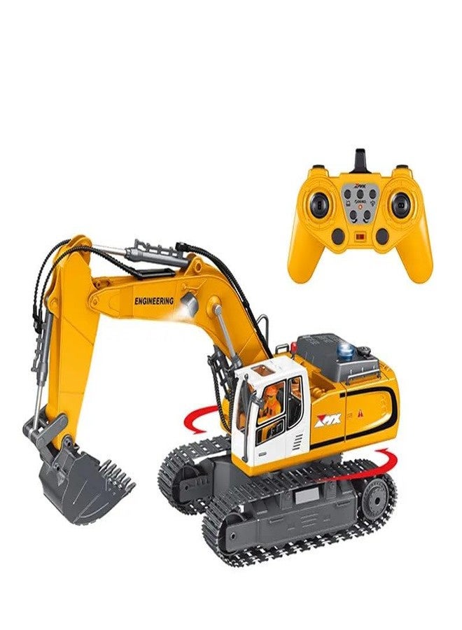 SKYBUCKET Remote Controlxcavator Toyor Boys, for Kids4 5 6 7 8 9 10 11 Year Old, RC Construction Toys withMetal Shovel, Lights, Sounds, 2.4Ghz, Turns 680 Degree - Bigger 1/20 Scale Toys
